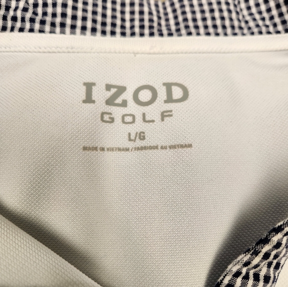 IZOD Golf White Sleeveless Top with Black and White Gingham Trim - Picture 6 of 12
